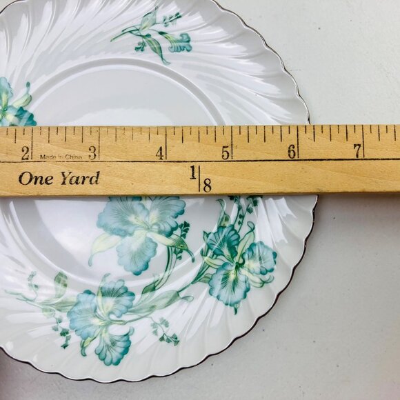 Vintage 1940s Royal Tettau Germany MCM Blue Iris Pattern Silver Trim Plate Set - Picture 10 of 11